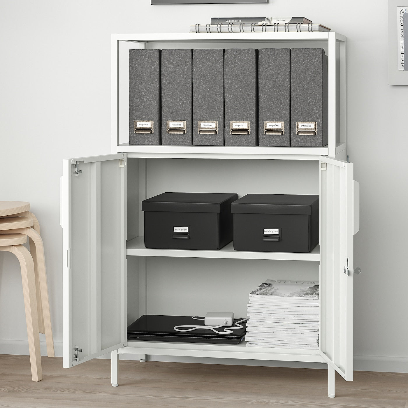 TROTTEN Cabinet with doors, white, 70x35x110 cm