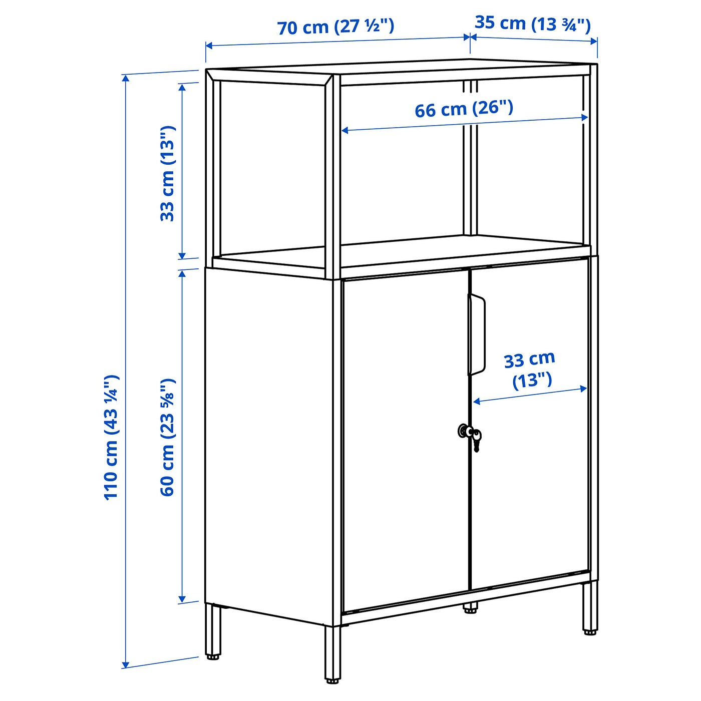 TROTTEN Cabinet with doors, white, 70x35x110 cm