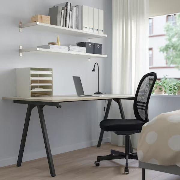 TROTTEN Desk, white/anthracite, 160x80 cm