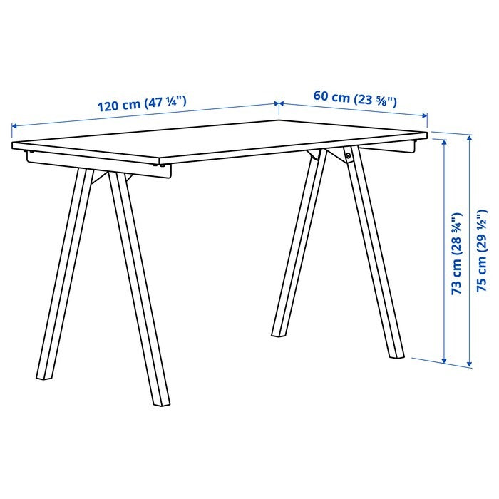 TROTTEN Desk, beige/anthracite, 120x60 cm