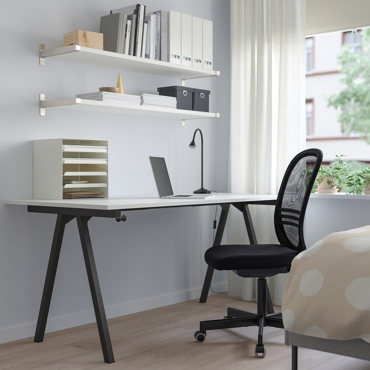 TROTTEN Desk, white/anthracite, 160x80 cm