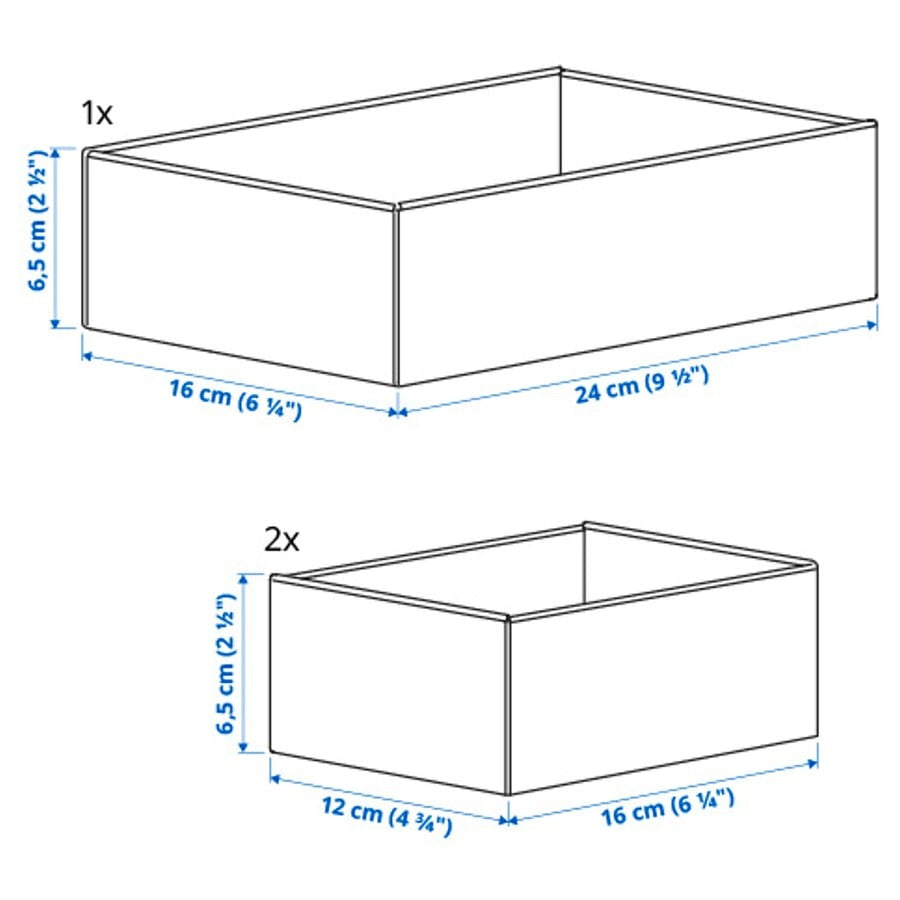 UPPDATERA Box, set of 3, grey