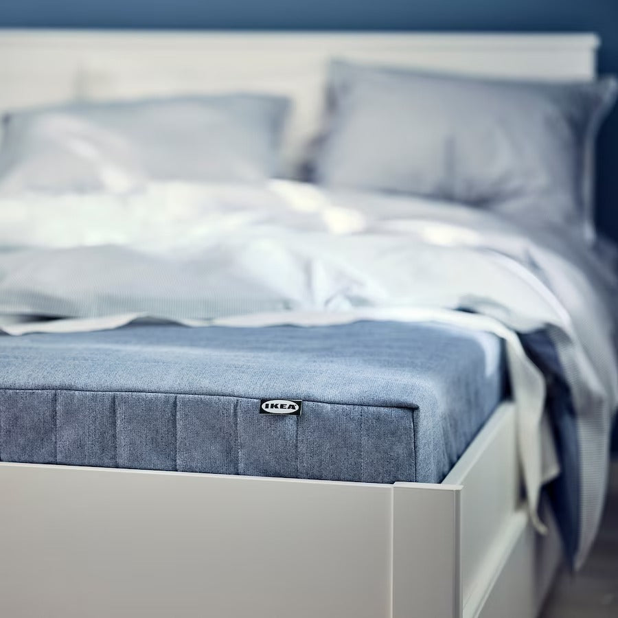 VADSÖ Sprung mattress, extra firm/light blue, 150x200 cm