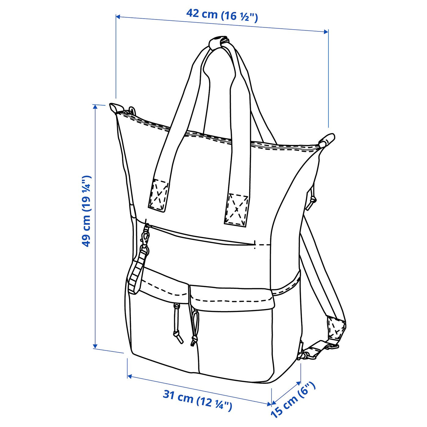 VÄRLDENS Backpack, black, 31x15x49 cm/26 l