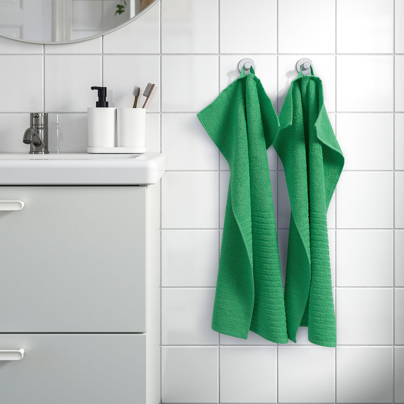 VÅGSJÖN Hand towel, bright green, 40x70 cm