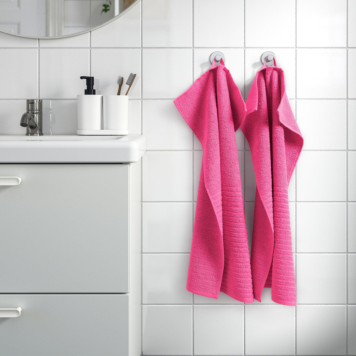 VÅGSJÖN Hand towel, bright green, 40x70 cm