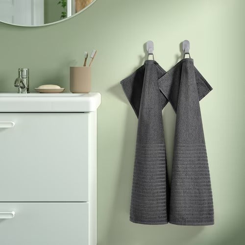 VÅGSJÖN Hand towel, dark grey, 40x70 cm