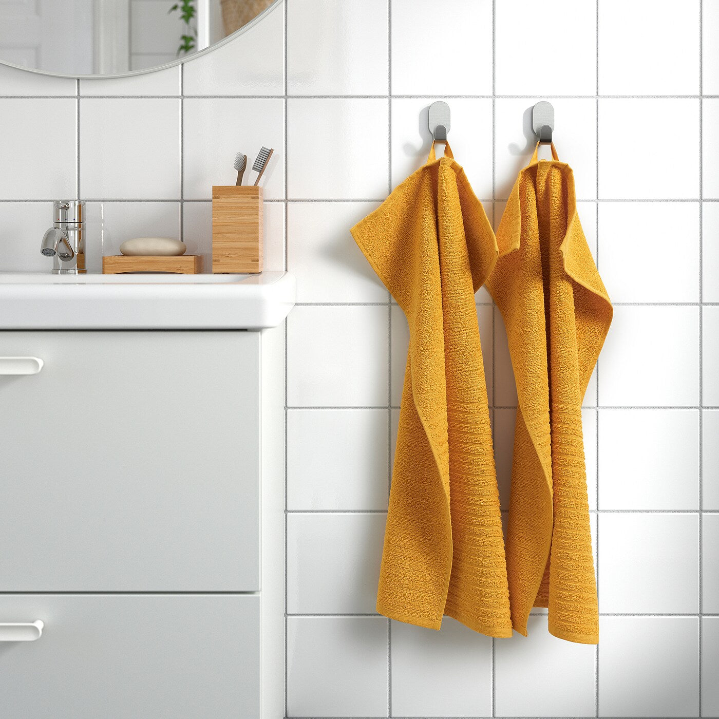 VÅGSJÖN Hand towel, bright green, 40x70 cm