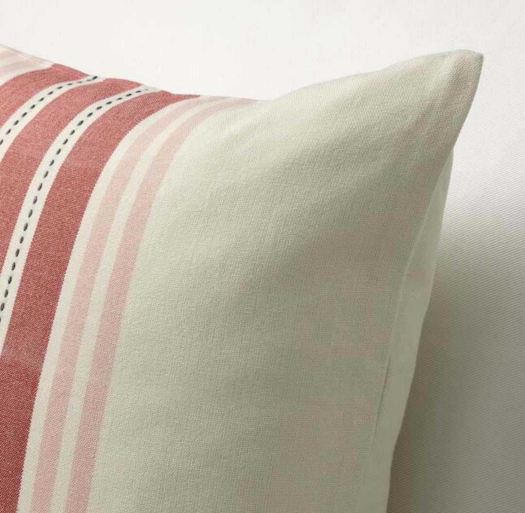 Vedmal Cushion Cover, Handmade/Stripe Light Red-Pink