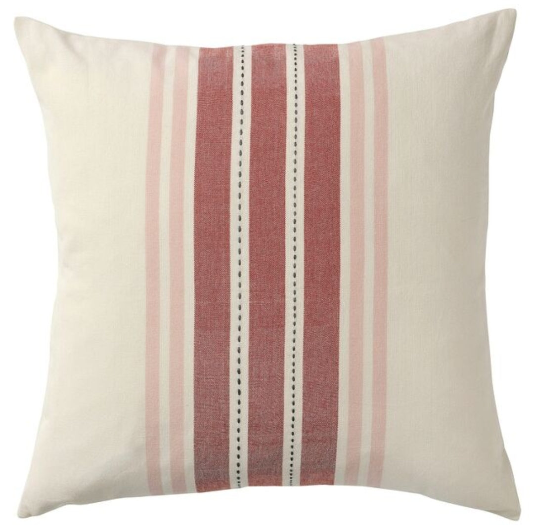 Vedmal Cushion Cover, Handmade/Stripe Light Red-Pink