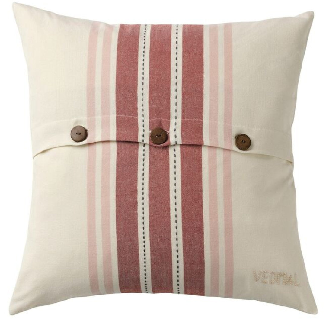 Vedmal Cushion Cover, Handmade/Stripe Light Red-Pink