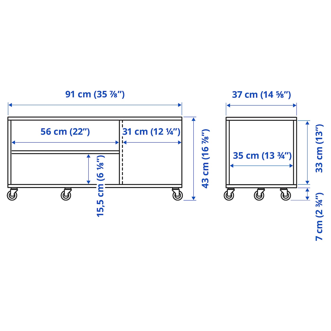 VIHALS Coffee table, white, 91x37 cm