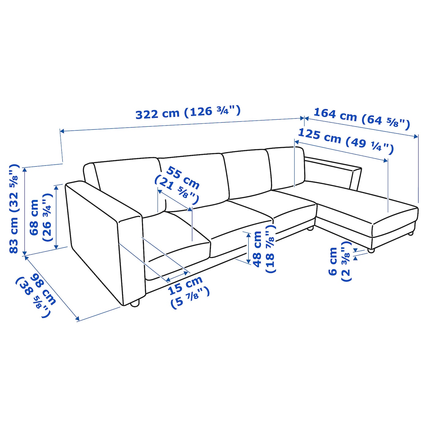 VIMLE 4-seat sofa with chaise longue, Gunnared beige