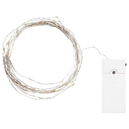 VISSVASS LED lighting chain with 40 lights, indoor/battery-operated silver-colour