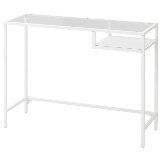 VITTSJÖ Laptop table, white/glass, 100x36 cm