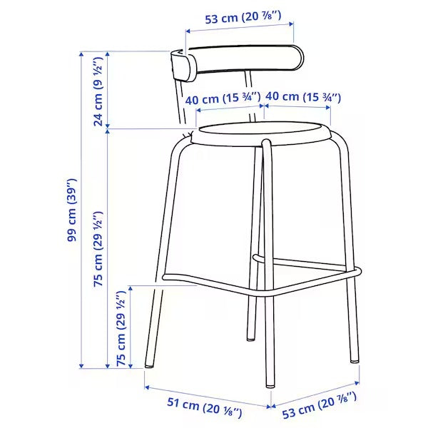 YNGVAR Bar stool, anthracite, 75 cm