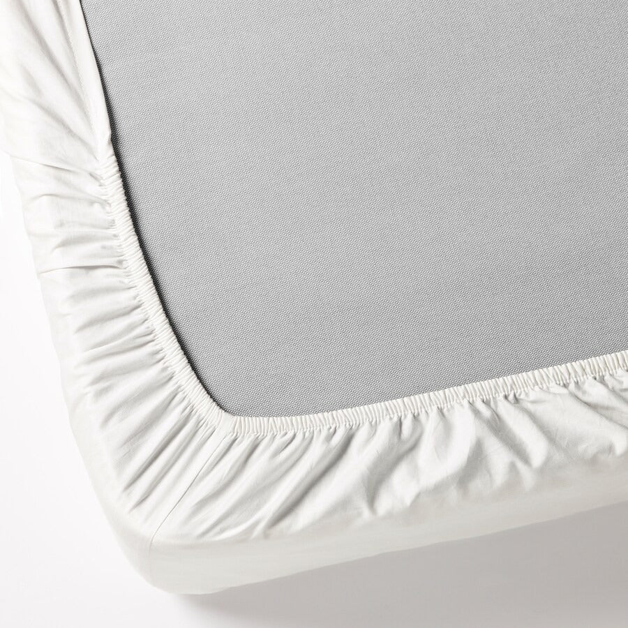 FÄRGMÅRA Fitted sheet, white, 150x200 cm