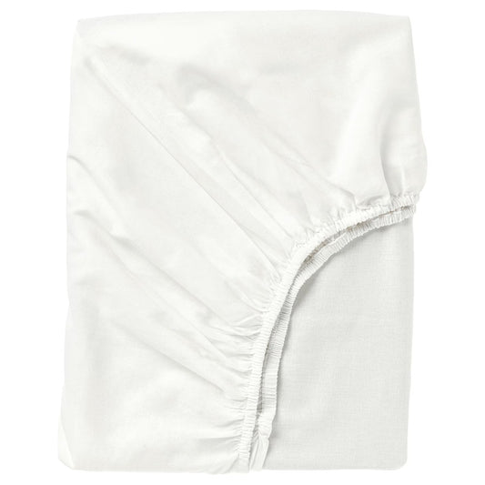 FÄRGMÅRA Fitted sheet, white, 150x200 cm