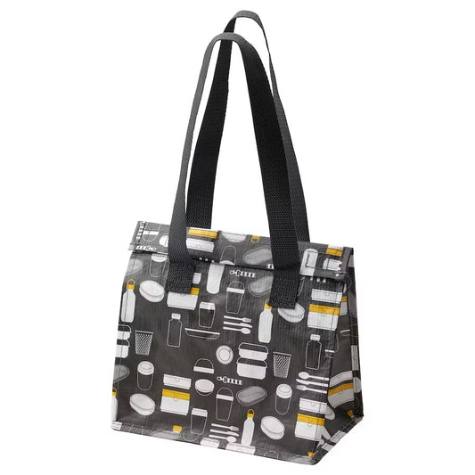 FLADDRIG Lunch bag, patterned grey, 25x16x27 cm