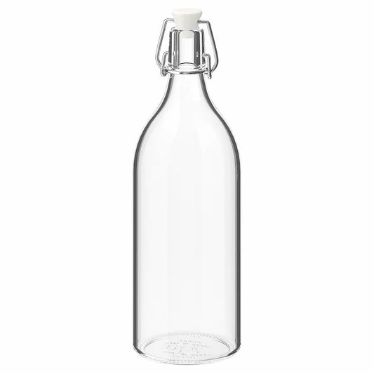 KORKEN Bottle with stopper, clear glass, 1 l