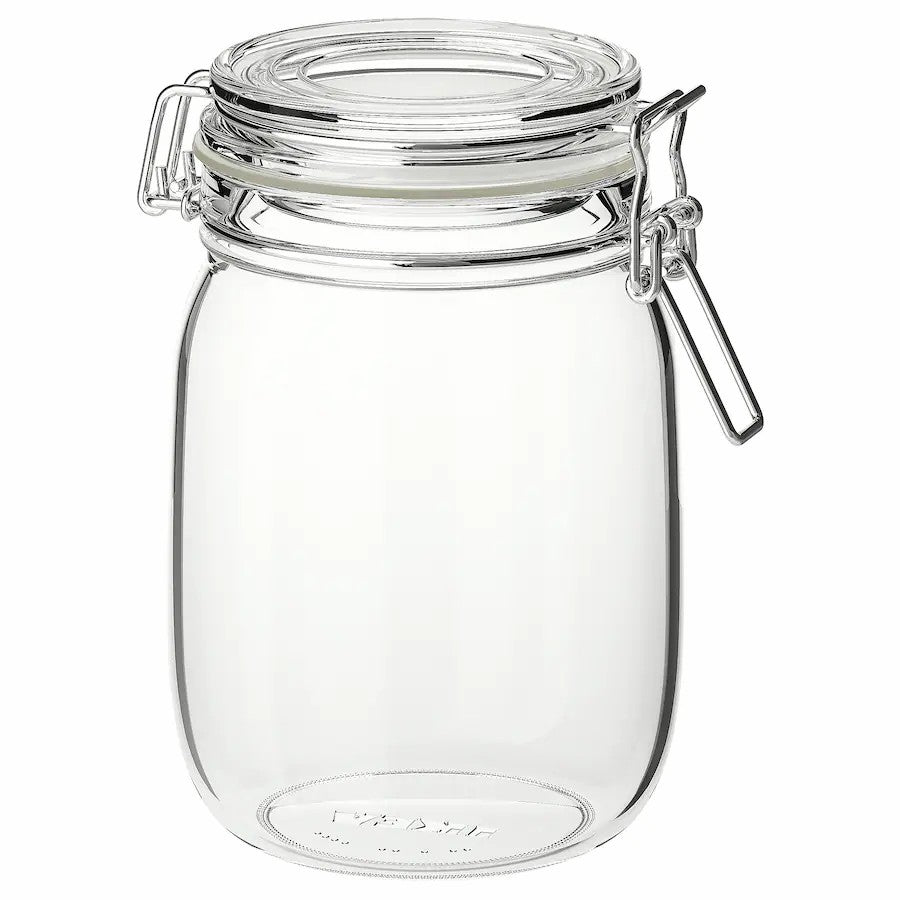 KORKEN Jar with lid, clear glass, 1 l