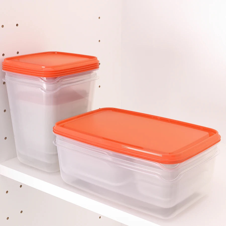 PRUTA Food container, set of 17, transparent/orange