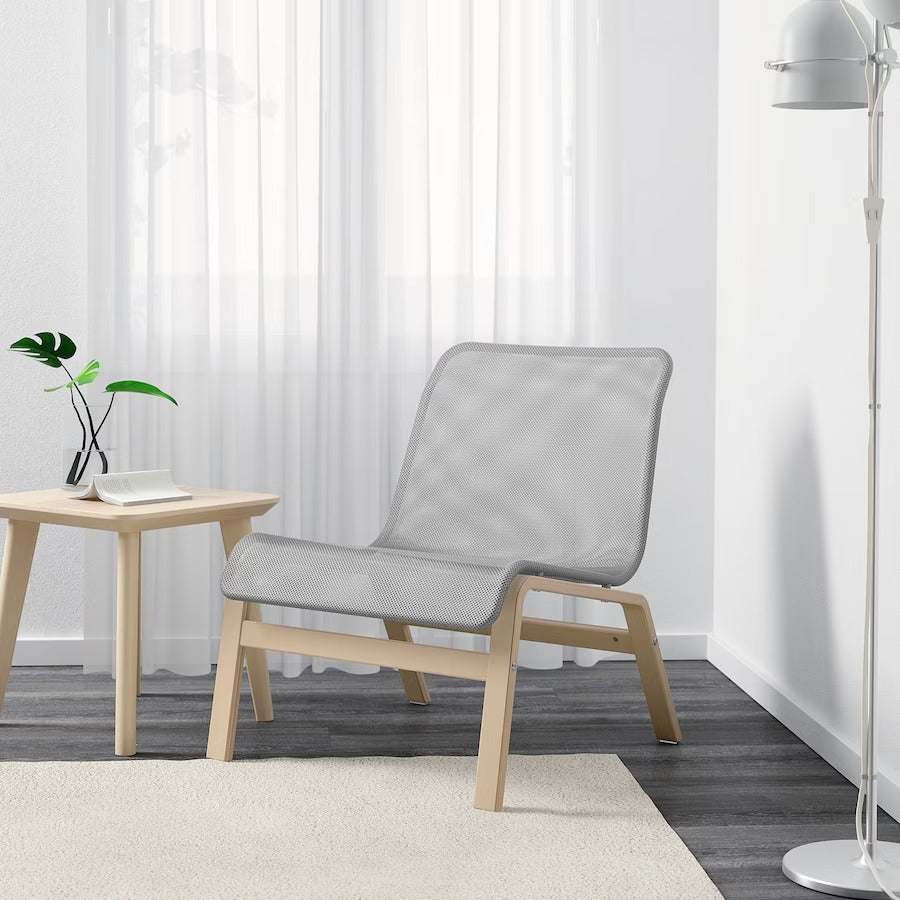 NOLMYRA Easy chair, birch veneer/grey