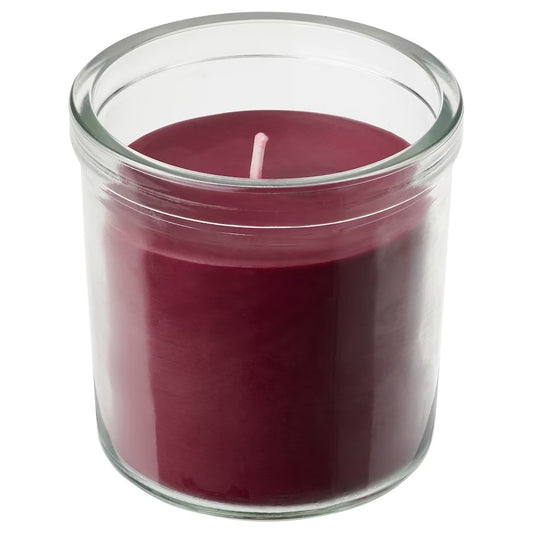 STÖRTSKÖN Scented candle in glass, Berries/red, 40 hr