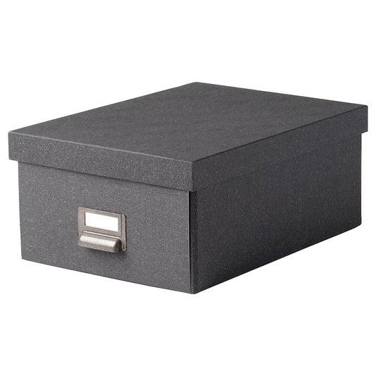 TJOG Storage box with lid, dark grey