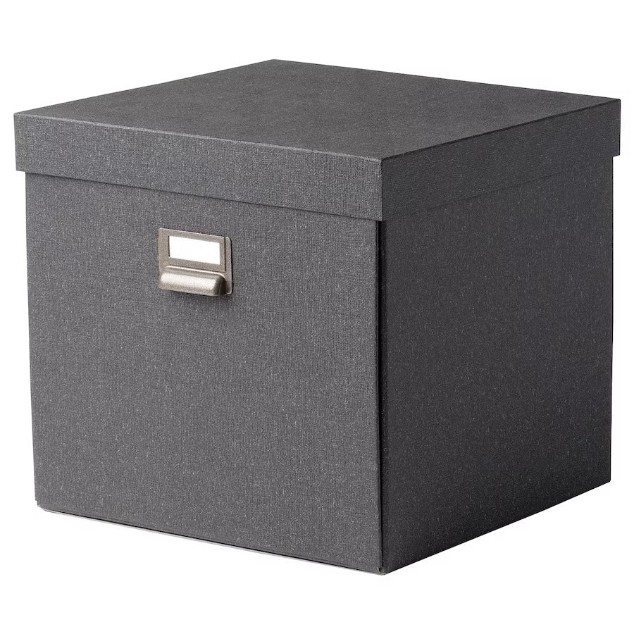 TJOG Storage box with lid, dark grey